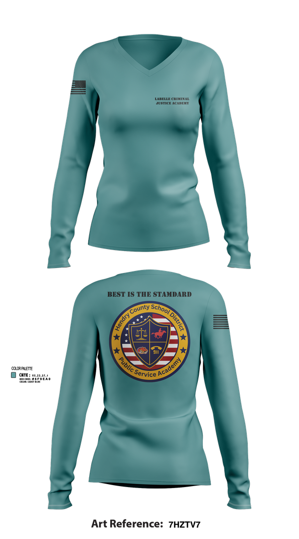 Womens Long Sleeve Vneck Shirt, LaBelle Criminal Justice Academy, Police, Teamtime, Team time, sublimation, custom sports apparel, team uniforms, spirit wear, spiritwear, sports uniforms, custom shirts, team store, custom team store, fundraiser sports, apparel fundraiser
