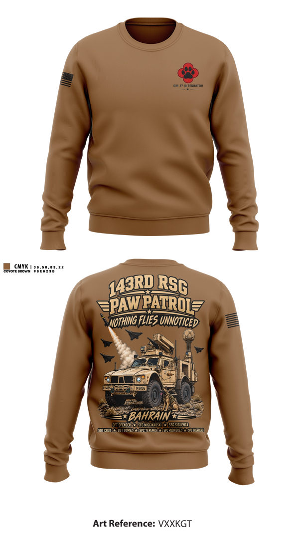 Crew Neck Sweatshirt, 143RD Regional Support Group, Army, Teamtime, Team time, sublimation, custom sports apparel, team uniforms, spirit wear, spiritwear, sports uniforms, custom shirts, team store, custom team store, fundraiser sports, apparel fundraiser