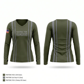 Womens Long Sleeve Vneck Shirt, National Park Rangers, Police, Teamtime, Team time, sublimation, custom sports apparel, team uniforms, spirit wear, spiritwear, sports uniforms, custom shirts, team store, custom team store, fundraiser sports, apparel fundraiser
