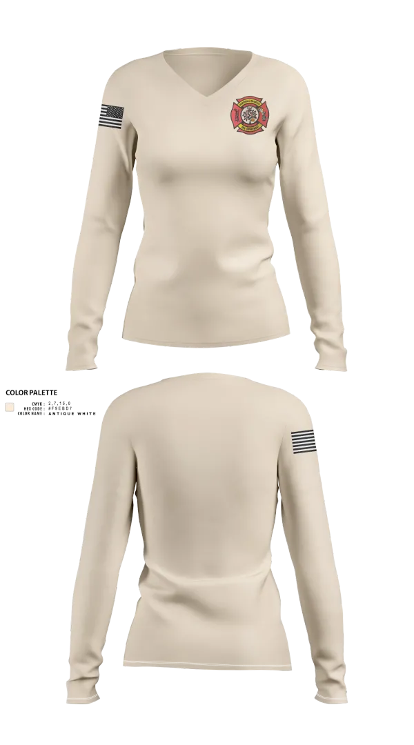 Womens Long Sleeve Vneck Shirt, Cherrydale Volunteer Fire Department, , Teamtime, Team time, sublimation, custom sports apparel, team uniforms, spirit wear, spiritwear, sports uniforms, custom shirts, team store, custom team store, fundraiser sports, apparel fundraiser