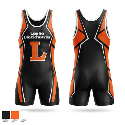 Leslie Blackhawks Wrestling Singlet - 1
