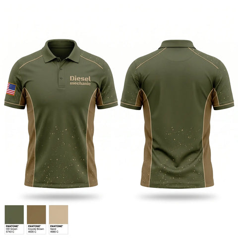 Short Sleeve Performance Polo, Diesel mechanic, Army, Teamtime, Team time, sublimation, custom sports apparel, team uniforms, spirit wear, spiritwear, sports uniforms, custom shirts, team store, custom team store, fundraiser sports, apparel fundraiser