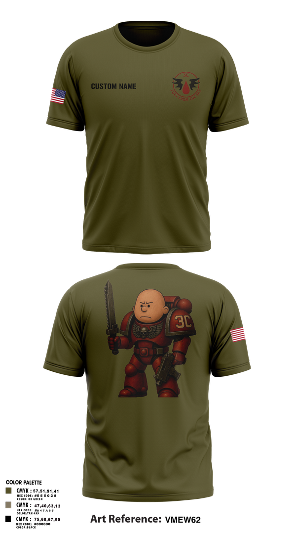 Old School Cotton Feel Shirt, CCo, 1-508PIR (OG), Army, Teamtime, Team time, sublimation, custom sports apparel, team uniforms, spirit wear, spiritwear, sports uniforms, custom shirts, team store, custom team store, fundraiser sports, apparel fundraiser