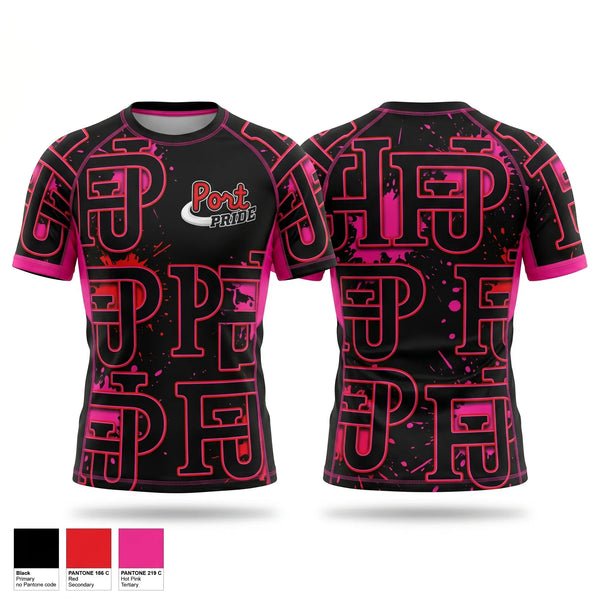 Short Sleeve Rash Guard Shirt, Port Jervis High School Wrestling, Wrestling, Teamtime, Team time, sublimation, custom sports apparel, team uniforms, spirit wear, spiritwear, sports uniforms, custom shirts, team store, custom team store, fundraiser sports, apparel fundraiser