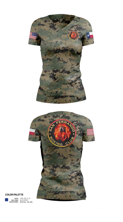 San Fernando Boxing Club 92427997 Women's Short Sleeve V-neck Shirt - 50 (1)