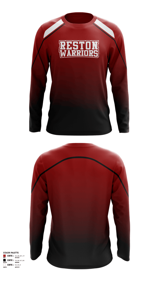Long Sleeve Performance Shirt, Reston Warriors, Baseball, Teamtime, Team time, sublimation, custom sports apparel, team uniforms, spirit wear, spiritwear, sports uniforms, custom shirts, team store, custom team store, fundraiser sports, apparel fundraiser