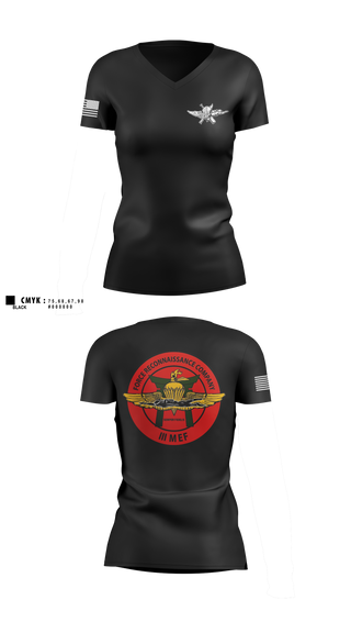 Womens Short Sleeve Vneck Shirt, 3rd Reconnaissance Battalion, Force Co, Marines, Teamtime, Team time, sublimation, custom sports apparel, team uniforms, spirit wear, spiritwear, sports uniforms, custom shirts, team store, custom team store, fundraiser sports, apparel fundraiser