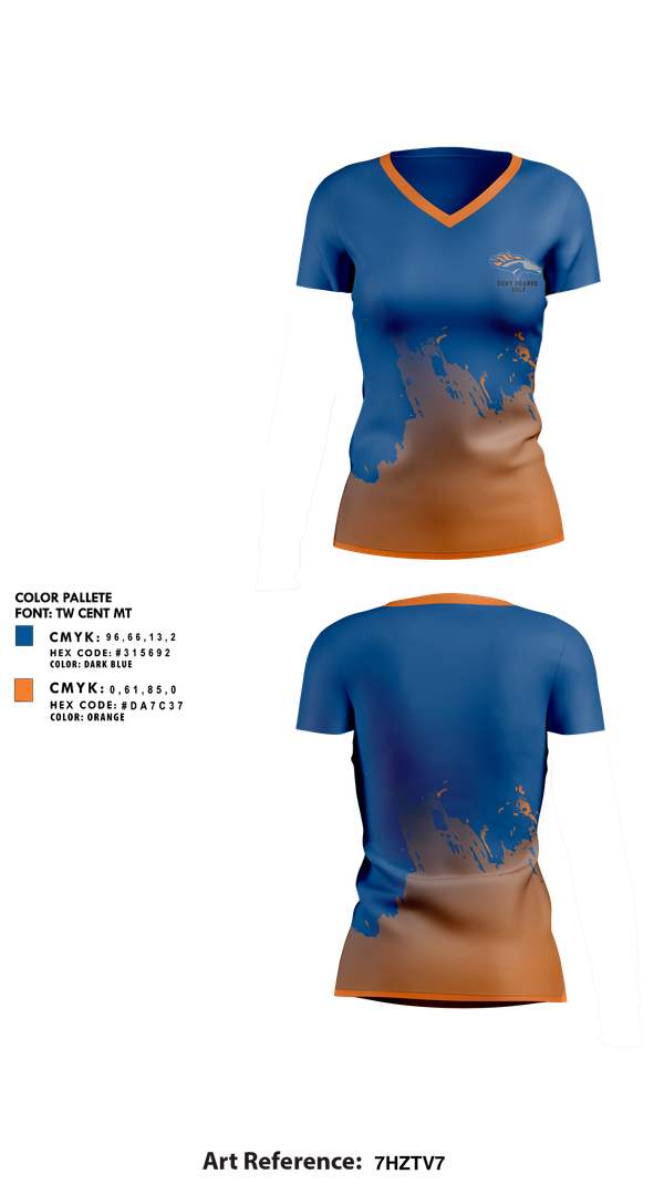Womens Short Sleeve Vneck Shirt, SUNY Orange Golf, Golf, Teamtime, Team time, sublimation, custom sports apparel, team uniforms, spirit wear, spiritwear, sports uniforms, custom shirts, team store, custom team store, fundraiser sports, apparel fundraiser