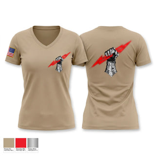Womens Short Sleeve Vneck Shirt, WALK EM DOWN J FIST, Army, Teamtime, Team time, sublimation, custom sports apparel, team uniforms, spirit wear, spiritwear, sports uniforms, custom shirts, team store, custom team store, fundraiser sports, apparel fundraiser