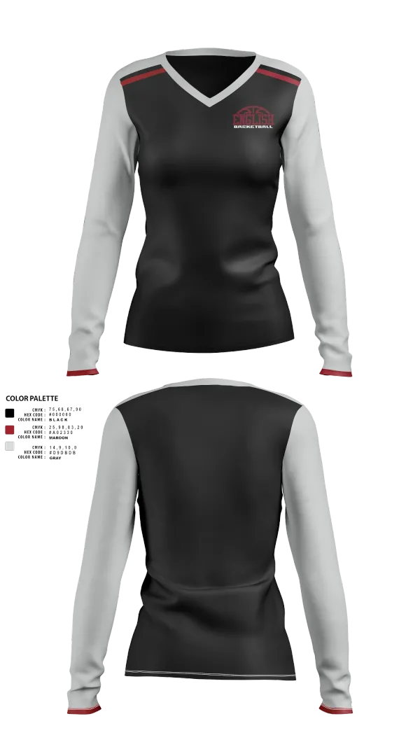 Womens Long Sleeve Vneck Shirt, Lynn English, Men's Basketball, Teamtime, Team time, sublimation, custom sports apparel, team uniforms, spirit wear, spiritwear, sports uniforms, custom shirts, team store, custom team store, fundraiser sports, apparel fundraiser