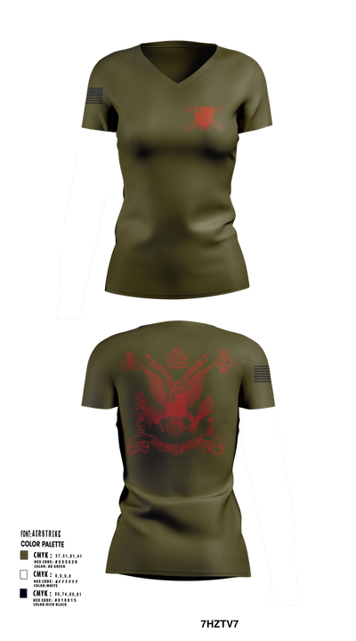 2nd Battalion 222nd Field Artillery 79682132 Women's Short Sleeve V-neck Shirt - 103