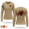 756th QM DET FFT 55894451 Women's Long Sleeve V-neck Shirt - 1