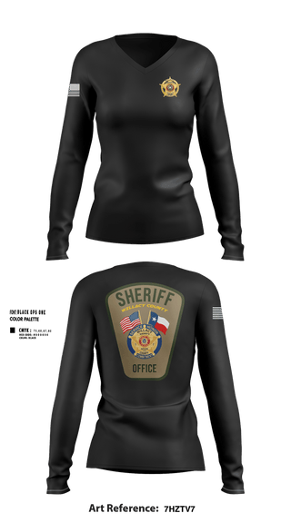 Womens Long Sleeve Vneck Shirt, Willacy County Sheriff's Office, Police, Teamtime, Team time, sublimation, custom sports apparel, team uniforms, spirit wear, spiritwear, sports uniforms, custom shirts, team store, custom team store, fundraiser sports, apparel fundraiser