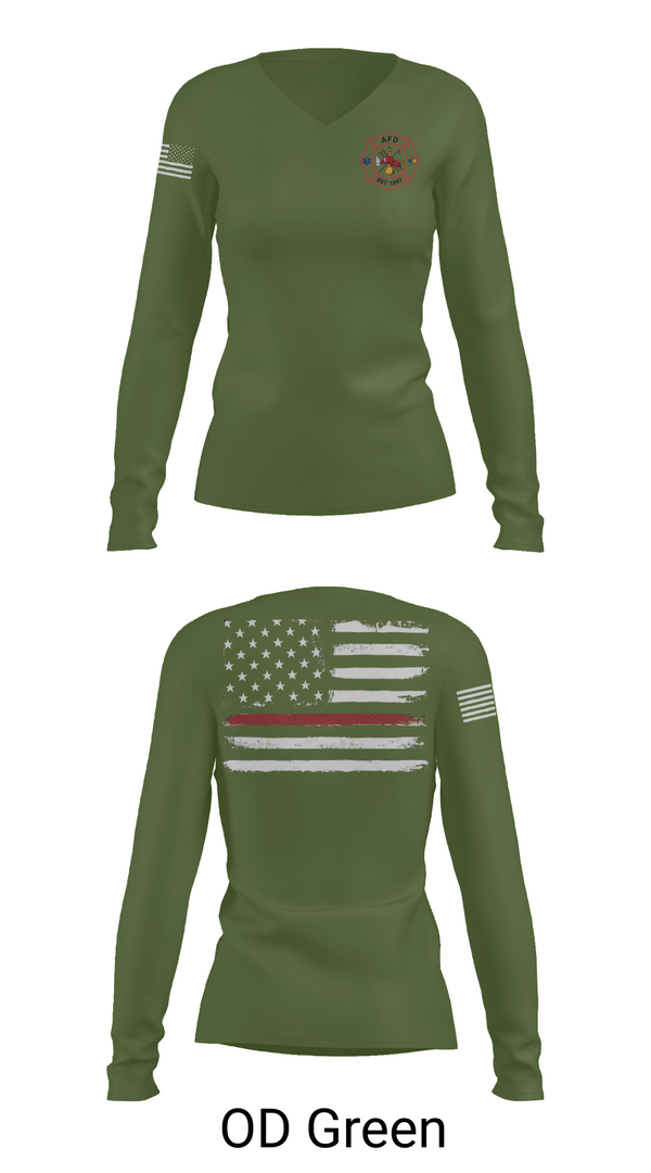 Womens Long Sleeve Vneck Shirt, Amarillo Fire Department, Fire Department, Teamtime, Team time, sublimation, custom sports apparel, team uniforms, spirit wear, spiritwear, sports uniforms, custom shirts, team store, custom team store, fundraiser sports, apparel fundraiser