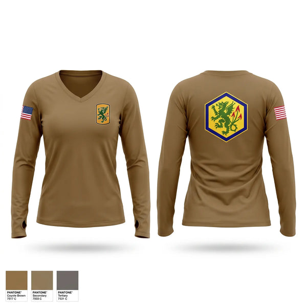 Womens Long Sleeve Vneck Shirt, 314th CBRN COMPANY, Army, Teamtime, Team time, sublimation, custom sports apparel, team uniforms, spirit wear, spiritwear, sports uniforms, custom shirts, team store, custom team store, fundraiser sports, apparel fundraiser