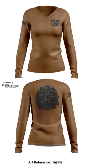 Womens Long Sleeve Vneck Shirt, MSRON 11 Security Division, Navy, Teamtime, Team time, sublimation, custom sports apparel, team uniforms, spirit wear, spiritwear, sports uniforms, custom shirts, team store, custom team store, fundraiser sports, apparel fundraiser