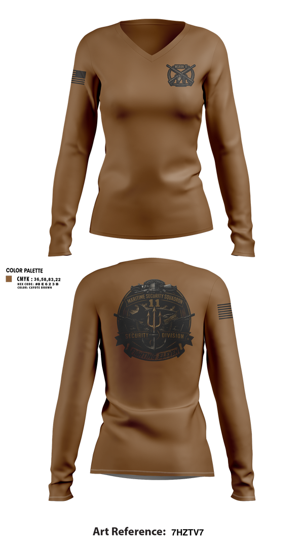 Womens Long Sleeve Vneck Shirt, MSRON 11 Security Division, Navy, Teamtime, Team time, sublimation, custom sports apparel, team uniforms, spirit wear, spiritwear, sports uniforms, custom shirts, team store, custom team store, fundraiser sports, apparel fundraiser
