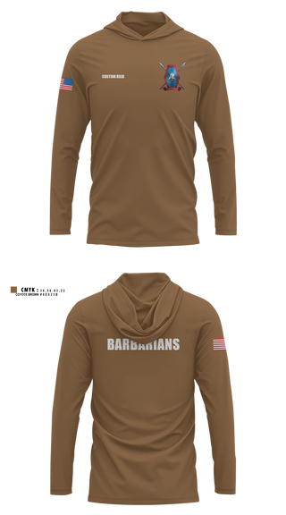 Long Sleeve hooded sunshirt, Libertyville Army Recruiting Company, Army, Teamtime, Team time, sublimation, custom sports apparel, team uniforms, spirit wear, spiritwear, sports uniforms, custom shirts, team store, custom team store, fundraiser sports, apparel fundraiser