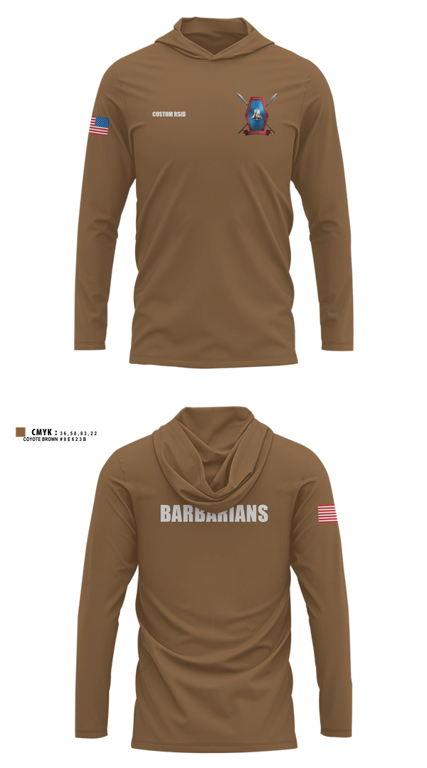 Long Sleeve hooded sunshirt, Libertyville Army Recruiting Company, Army, Teamtime, Team time, sublimation, custom sports apparel, team uniforms, spirit wear, spiritwear, sports uniforms, custom shirts, team store, custom team store, fundraiser sports, apparel fundraiser
