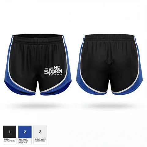 Womens Shorts, MC Storm, Softball, Teamtime, Team time, sublimation, custom sports apparel, team uniforms, spirit wear, spiritwear, sports uniforms, custom shirts, team store, custom team store, fundraiser sports, apparel fundraiser