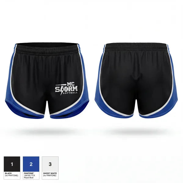 Womens Shorts, MC Storm, Softball, Teamtime, Team time, sublimation, custom sports apparel, team uniforms, spirit wear, spiritwear, sports uniforms, custom shirts, team store, custom team store, fundraiser sports, apparel fundraiser