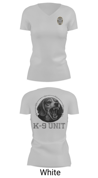 Womens Short Sleeve Vneck Shirt, Farmersville PD K9 Hunter, Police, Teamtime, Team time, sublimation, custom sports apparel, team uniforms, spirit wear, spiritwear, sports uniforms, custom shirts, team store, custom team store, fundraiser sports, apparel fundraiser