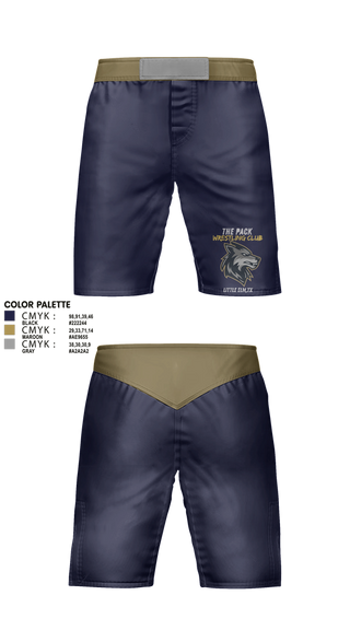 Fight Shorts, The Pack Wrestling Club, Wrestling, Teamtime, Team time, sublimation, custom sports apparel, team uniforms, spirit wear, spiritwear, sports uniforms, custom shirts, team store, custom team store, fundraiser sports, apparel fundraiser