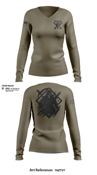 Womens Long Sleeve Vneck Shirt, , National Guard, Teamtime, Team time, sublimation, custom sports apparel, team uniforms, spirit wear, spiritwear, sports uniforms, custom shirts, team store, custom team store, fundraiser sports, apparel fundraiser