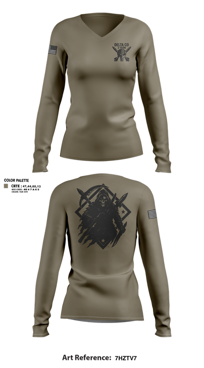 D CO 2-153 Women's Long Sleeve V-neck Shirt - 4