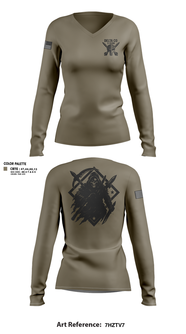 Womens Long Sleeve Vneck Shirt, , National Guard, Teamtime, Team time, sublimation, custom sports apparel, team uniforms, spirit wear, spiritwear, sports uniforms, custom shirts, team store, custom team store, fundraiser sports, apparel fundraiser
