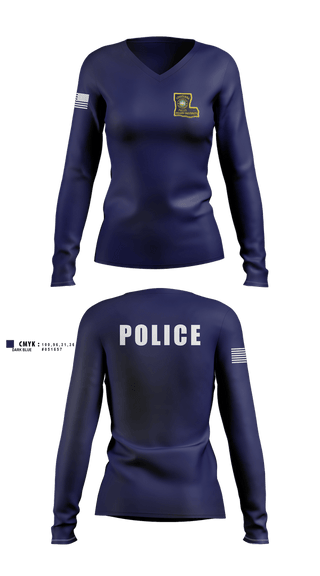 Womens Long Sleeve Vneck Shirt, , Police, Teamtime, Team time, sublimation, custom sports apparel, team uniforms, spirit wear, spiritwear, sports uniforms, custom shirts, team store, custom team store, fundraiser sports, apparel fundraiser