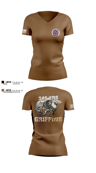 Womens Short Sleeve Vneck Shirt, 345th TRS, , Teamtime, Team time, sublimation, custom sports apparel, team uniforms, spirit wear, spiritwear, sports uniforms, custom shirts, team store, custom team store, fundraiser sports, apparel fundraiser