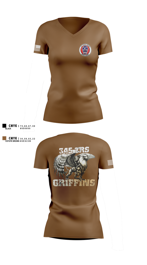 Womens Short Sleeve Vneck Shirt, 345th TRS, , Teamtime, Team time, sublimation, custom sports apparel, team uniforms, spirit wear, spiritwear, sports uniforms, custom shirts, team store, custom team store, fundraiser sports, apparel fundraiser