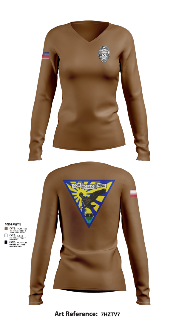Womens Long Sleeve Vneck Shirt, ACCLOGWING SECURITY, , Teamtime, Team time, sublimation, custom sports apparel, team uniforms, spirit wear, spiritwear, sports uniforms, custom shirts, team store, custom team store, fundraiser sports, apparel fundraiser