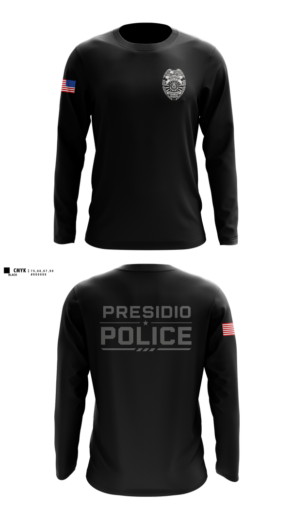 Long Sleeve Performance Shirt, Presidio Police Department, Police, Teamtime, Team time, sublimation, custom sports apparel, team uniforms, spirit wear, spiritwear, sports uniforms, custom shirts, team store, custom team store, fundraiser sports, apparel fundraiser