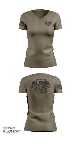 Womens Short Sleeve Vneck Shirt, 1/487th FA BN, Army, Teamtime, Team time, sublimation, custom sports apparel, team uniforms, spirit wear, spiritwear, sports uniforms, custom shirts, team store, custom team store, fundraiser sports, apparel fundraiser