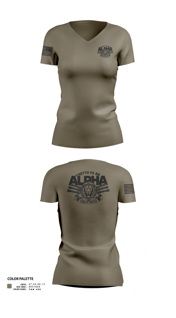 Womens Short Sleeve Vneck Shirt, 1/487th FA BN, Army, Teamtime, Team time, sublimation, custom sports apparel, team uniforms, spirit wear, spiritwear, sports uniforms, custom shirts, team store, custom team store, fundraiser sports, apparel fundraiser