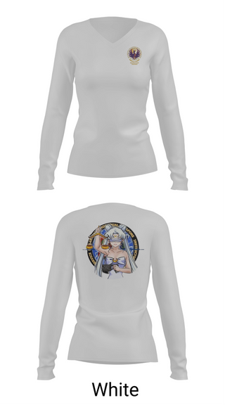 Womens Long Sleeve Vneck Shirt, Karl & Hedwig Ackermann Memorial Institute for Joint Military Intelligence and Law Enforcement Education & Training at MARDET Fort Leonard Wood, , Teamtime, Team time, sublimation, custom sports apparel, team uniforms, spirit wear, spiritwear, sports uniforms, custom shirts, team store, custom team store, fundraiser sports, apparel fundraiser