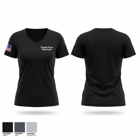 Womens Short Sleeve Vneck Shirt, Camden Police Department, Police, Teamtime, Team time, sublimation, custom sports apparel, team uniforms, spirit wear, spiritwear, sports uniforms, custom shirts, team store, custom team store, fundraiser sports, apparel fundraiser