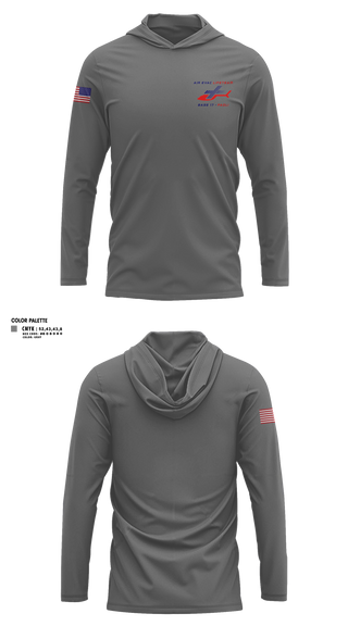Long Sleeve Performance Shirt with hood, Air Evac Lifeteam, EMS/EMT, Teamtime, Team time, sublimation, custom sports apparel, team uniforms, spirit wear, spiritwear, sports uniforms, custom shirts, team store, custom team store, fundraiser sports, apparel fundraiser