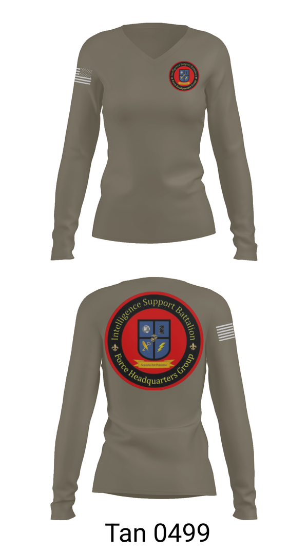 Womens Long Sleeve Vneck Shirt, Intelligence Support Battalion, , Teamtime, Team time, sublimation, custom sports apparel, team uniforms, spirit wear, spiritwear, sports uniforms, custom shirts, team store, custom team store, fundraiser sports, apparel fundraiser