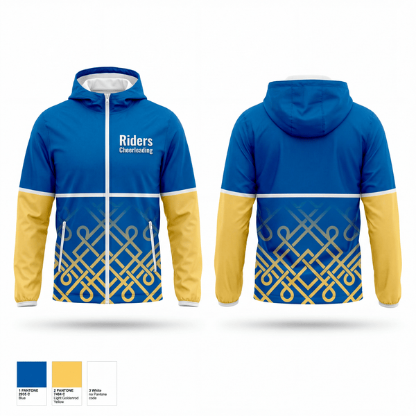 Windbreaker, Riders Cheerleading, Cheer, Teamtime, Team time, sublimation, custom sports apparel, team uniforms, spirit wear, spiritwear, sports uniforms, custom shirts, team store, custom team store, fundraiser sports, apparel fundraiser