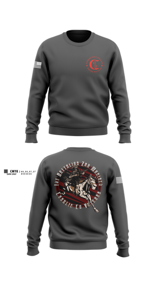 Crew Neck Sweatshirt, 1st Battalion 2nd Marines Charlie Co Veteran, Marines, Teamtime, Team time, sublimation, custom sports apparel, team uniforms, spirit wear, spiritwear, sports uniforms, custom shirts, team store, custom team store, fundraiser sports, apparel fundraiser