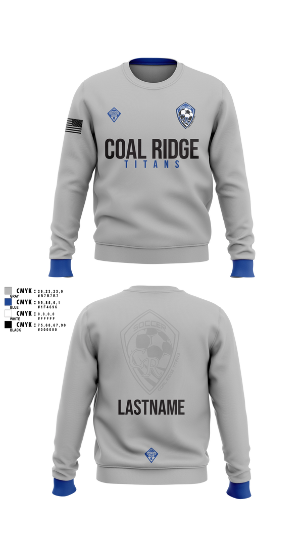 Crew Neck Sweatshirt, Coal Ridge HS Boys Soccer, Men's Soccer, Teamtime, Team time, sublimation, custom sports apparel, team uniforms, spirit wear, spiritwear, sports uniforms, custom shirts, team store, custom team store, fundraiser sports, apparel fundraiser