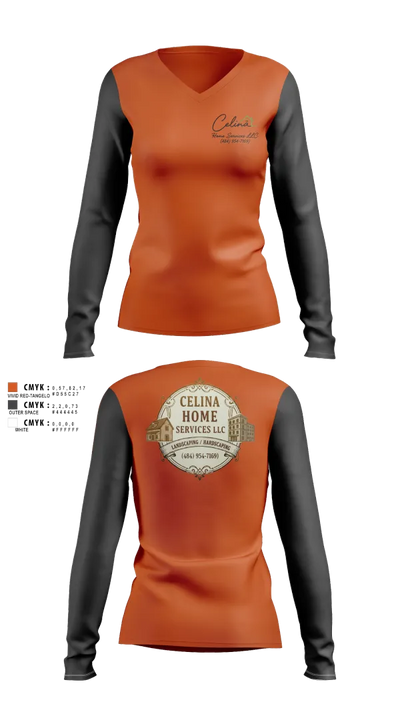 Celina Home Services LLC Women's Long Sleeve V-neck Shirt - 110