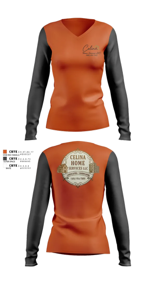 Womens Long Sleeve Vneck Shirt, Celina Home Services LLC, Men's Soccer, Teamtime, Team time, sublimation, custom sports apparel, team uniforms, spirit wear, spiritwear, sports uniforms, custom shirts, team store, custom team store, fundraiser sports, apparel fundraiser