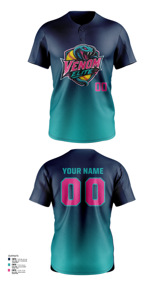 Two Button Softball Jersey, Venom Elite, Softball, Teamtime, Team time, sublimation, custom sports apparel, team uniforms, spirit wear, spiritwear, sports uniforms, custom shirts, team store, custom team store, fundraiser sports, apparel fundraiser