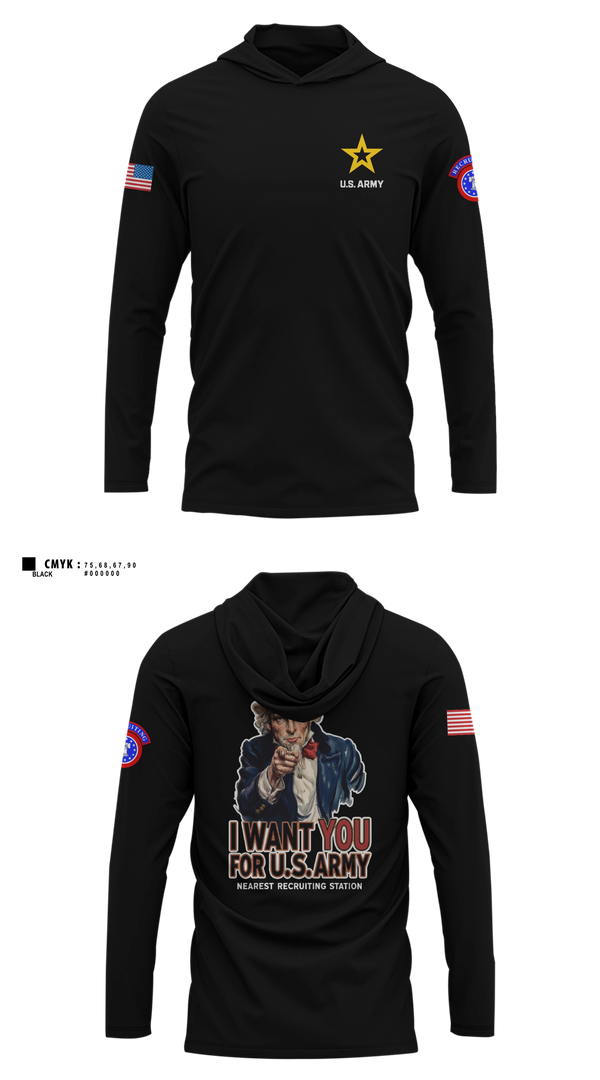 Long Sleeve hooded sunshirt, Alaska Army Recruiting, Army, Teamtime, Team time, sublimation, custom sports apparel, team uniforms, spirit wear, spiritwear, sports uniforms, custom shirts, team store, custom team store, fundraiser sports, apparel fundraiser