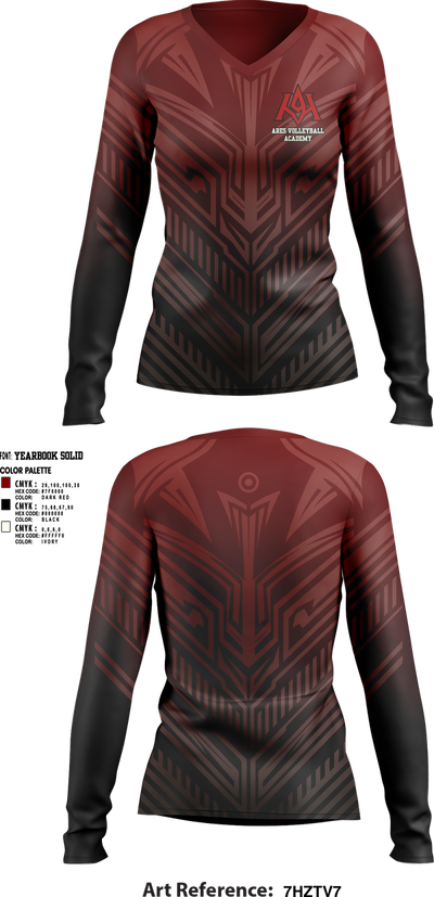 Ares Volleyball Academy 31982644 Women's Long Sleeve V-neck Shirt - 1