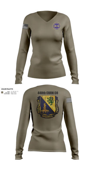Womens Long Sleeve Vneck Shirt, 440th CBRN CO, , Teamtime, Team time, sublimation, custom sports apparel, team uniforms, spirit wear, spiritwear, sports uniforms, custom shirts, team store, custom team store, fundraiser sports, apparel fundraiser